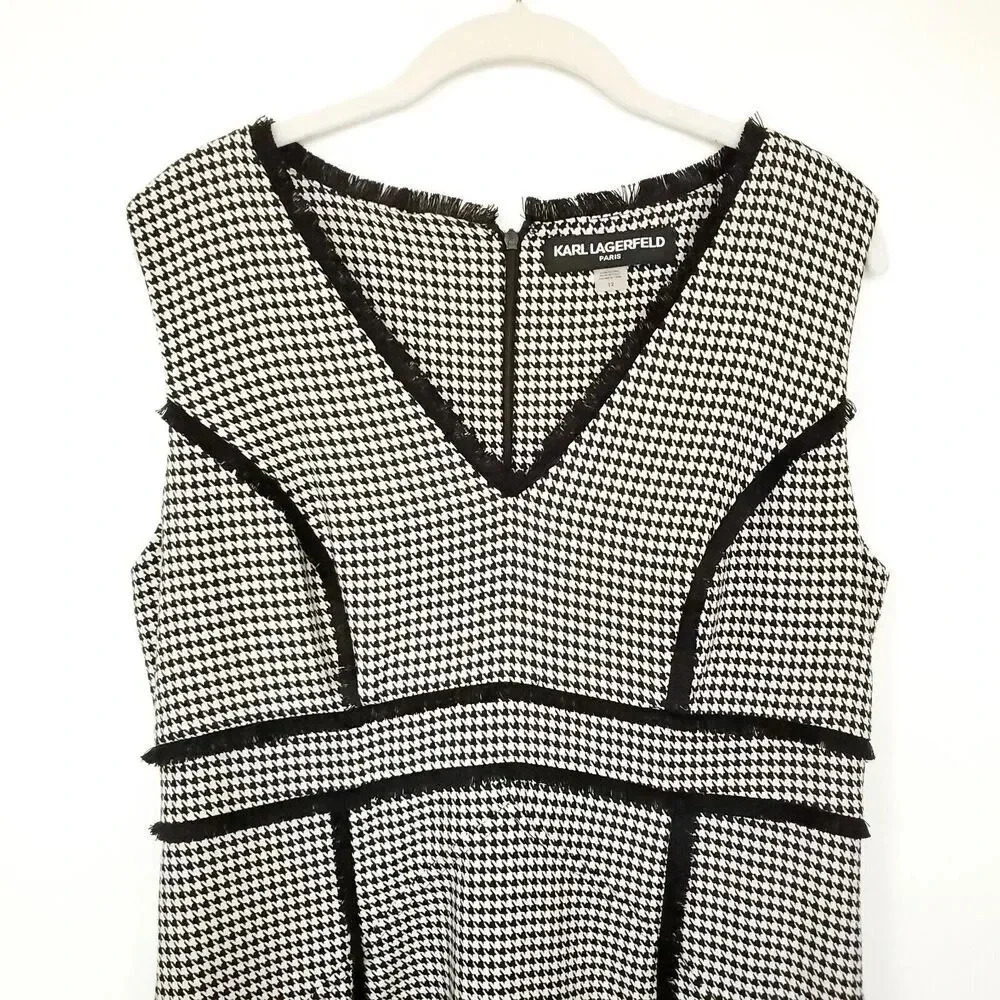 KARL LAGERFELD X ITALIA INDEPENDENT Dress Size 12 Houndstooth Print Knee-Length - Picture 5 of 12
